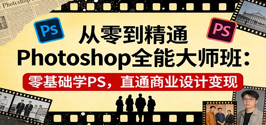 从零到精通Photoshop全能大师班：零基础学PS，直通商业设计变现-千城资源网