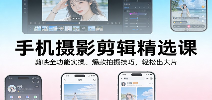 手机摄影剪辑精选课：剪映全功能实操、爆款拍摄技巧，轻松出大片-千城资源网