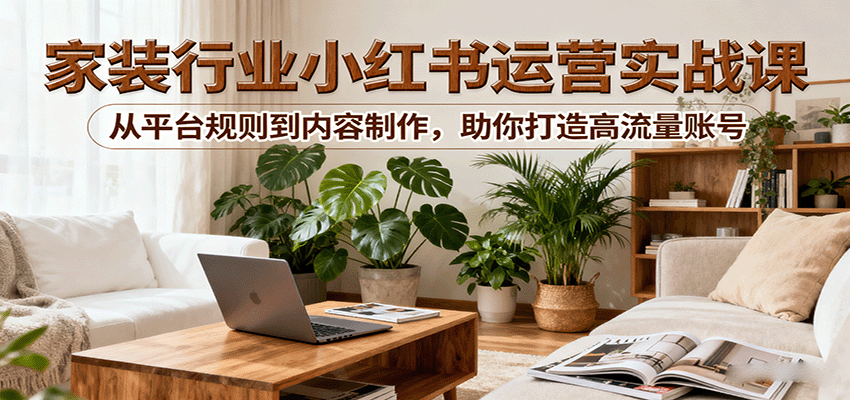 小红书家装行业运营实战课：从平台规则到内容制作，助你打造高流量账号-千城资源网
