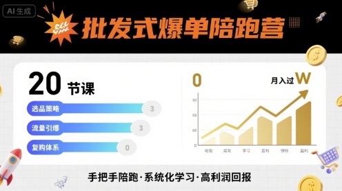 批发式爆单陪跑营，20节课带你实现批发式爆单，带你经松月入过W-千城资源网