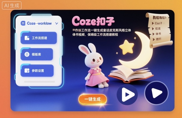 Coze扣子工作流一键生成童话皮克斯风格立体书视频，保姆级工作流搭建教程-千城资源网