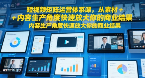 短视频矩阵运营体系课，从素材+内容生产角度快速放大你的商业结果-千城资源网