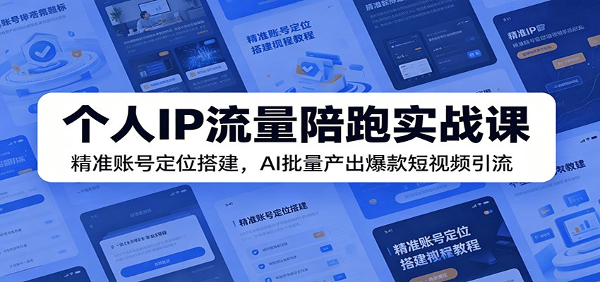 个人IP流量陪跑实战课：精准账号定位搭建，AI批量产出爆款短视频引流-千城资源网
