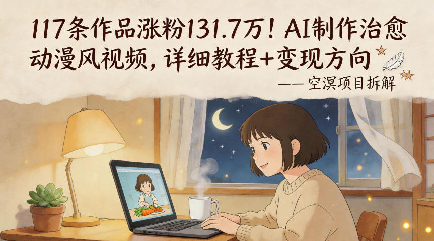 117条作品涨粉131.7W！AI制作治愈动漫风视频，详细教程+变现方向-千城资源网