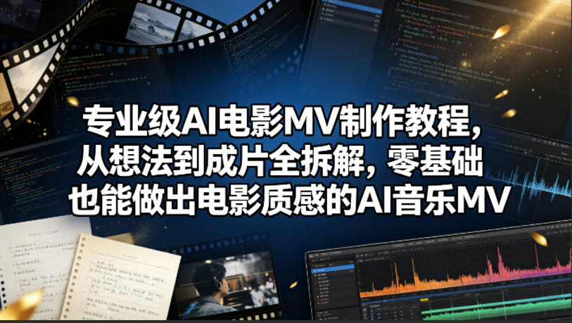 专业级AI电影MV制作教程，从想法到成片全拆解，零基础也能做出电影质感的AI音乐MV-千城资源网