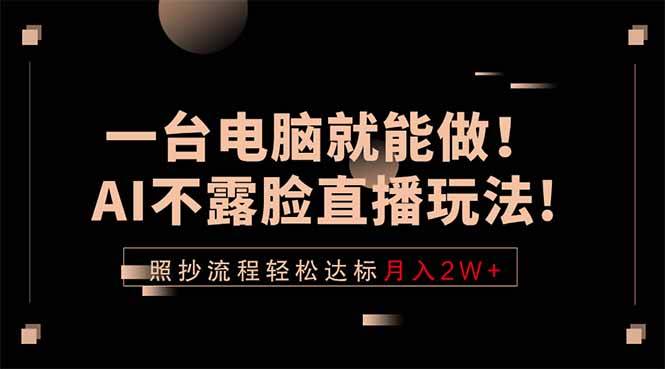（18472期）一台电脑就能做！AI不露脸直播玩法，照抄流程轻松达标月入2W+-千城资源网