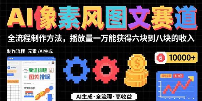 （15572期）AI像素风图文赛道：全流程制作方法，播放量一万能获得6块到8块的收入-千城资源网