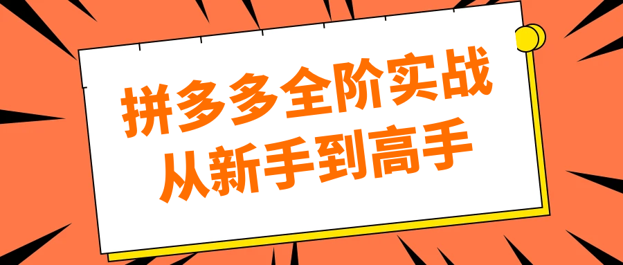 拼多多全阶实战从新手到高手-千城资源网