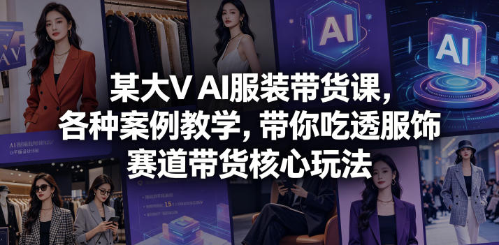 某大V AI服装带货课，各种案例教学，带你吃透服饰赛道带货核心玩法-千城资源网