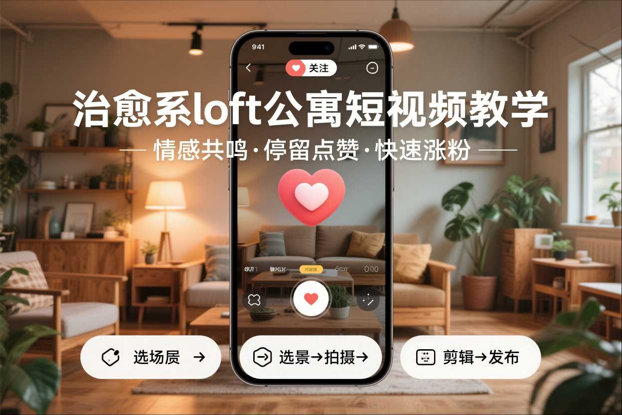 治愈系loft公寓短视频制作教学，情感共鸣引停留点赞关注，快速起号涨粉-千城资源网