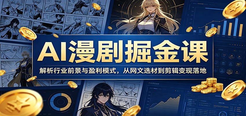 AI漫剧掘金课：解析行业前景与盈利模式，从网文选材到剪辑变现落地-千城资源网