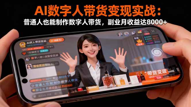 （16377期）AI数字人带货变现实战：普通人也能制作数字人带货，副业月收益达8000+-千城资源网