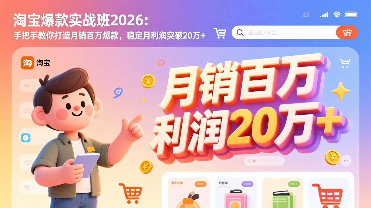（17401期）淘宝爆款实战班-2026年2月更新：手把手教你打造月销百万爆款，稳定月利润突破20万+-千城资源网