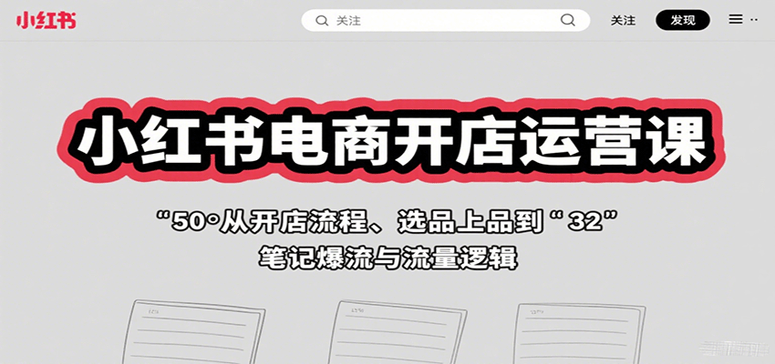 小红书电商开店运营课：从开店流程、选品上品到笔记爆流与流量逻辑-千城资源网