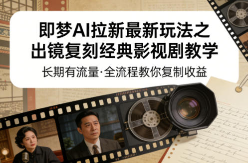 即梦AI拉新最新玩法之出镜复刻经典影视剧教学，长期有流量，全流程教你复制收益-千城资源网