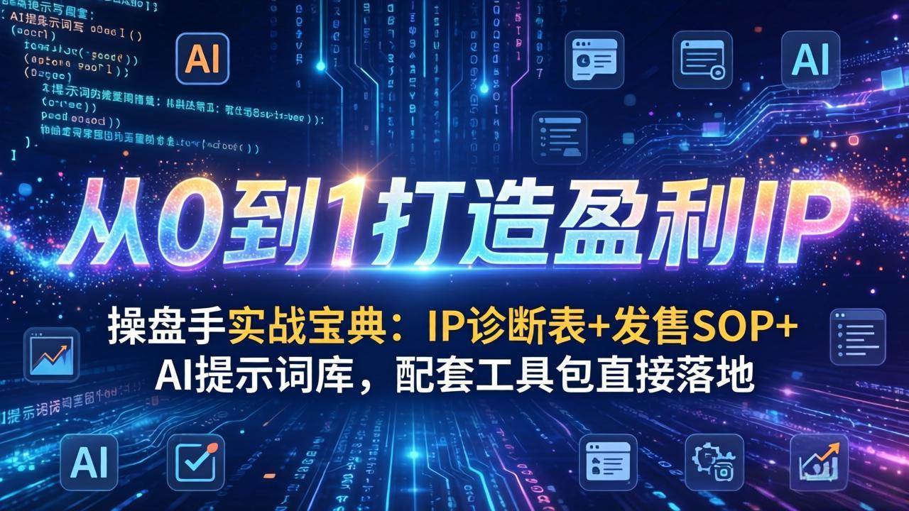 （17593期）操盘手实战宝典：IP诊断表+发售SOP+AI提示词库，配套工具包直接落地，从0到1打造盈利IP-千城资源网