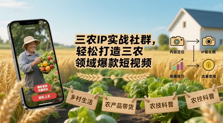三农IP实战社群，轻松打造三农领域爆款短视频-千城资源网