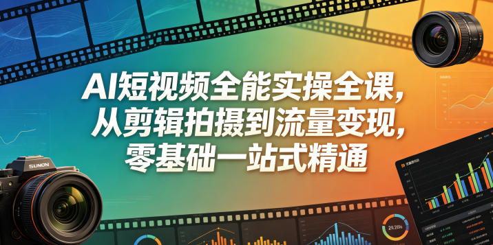 AI短视频全能实操全课，从剪辑拍摄到流量变现，零基础一站式精通-千城资源网