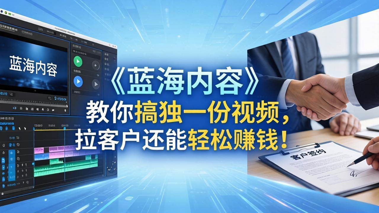 （18301期）做视频卷不动了？《蓝海内容》教你搞独一份视频，拉客户还能轻松赚钱！-千城资源网