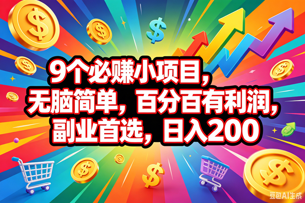 （18623期）9个必赚钱的小项目，百分百会赚米，无脑简单，副业首选，日入200+-千城资源网