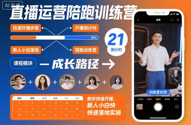 直播运营陪跑训练营，教你快速开播，新人小白快速落地实操-千城资源网