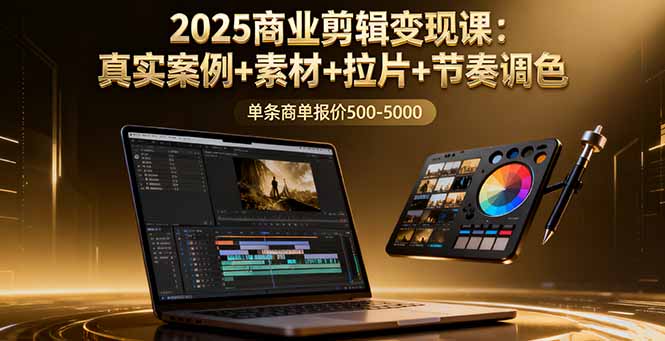 2025商业剪辑变现课：真实案例+素材+拉片+节奏调色，单条商单报价500-5000-千城资源网