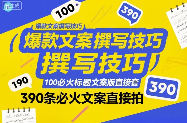 爆款文案撰写技巧，100个必火标题文案模版直接套，390条必火文案直接拍-千城资源网