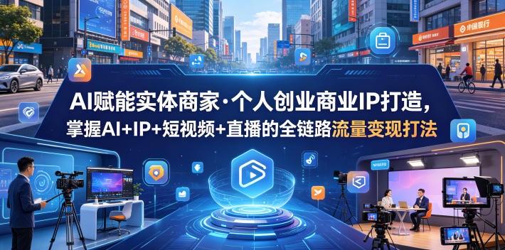 AI赋能实体商家·个人创业商业IP打造，掌握AI+IP+短视频+直播的全链路流量变现打法-千城资源网