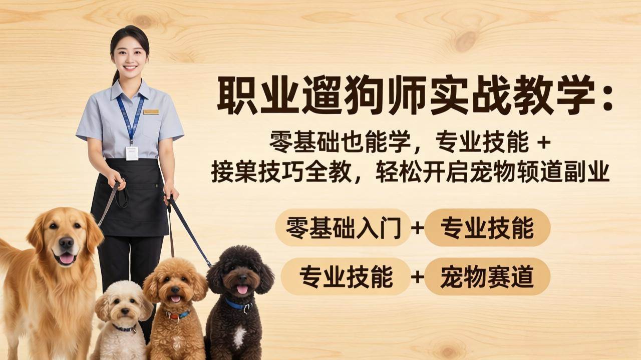 （18115期）职业遛狗师实战教学：零基础也能学，专业技能 + 接单技巧全教，轻松开启宠物赛道副业-千城资源网