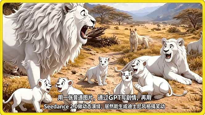 （18137期）用一张普通图片，通过GPT写剧情，再用Seedance 2.0做动态演绎，居然能生成迪士尼风格搞笑动画-千城资源网