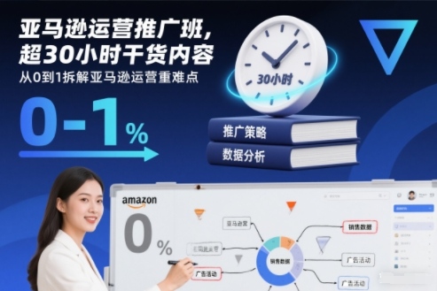 亚马逊运营推广班，超30小时干货内容，从0到1拆解亚马逊运营重难点-千城资源网