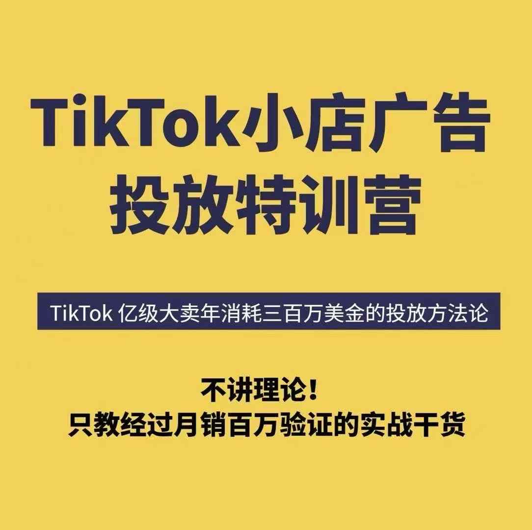 TikTok小店广告投放特训营，6天破局计划专治各种“投不动”，教你经过月销百万验证的实战干货-千城资源网