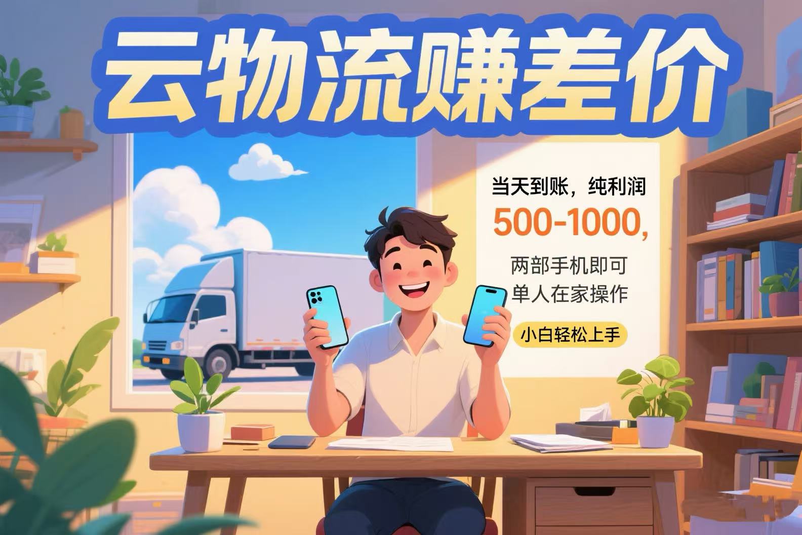 云物流赚差价 当天到账纯利润500-1000 两部手机即可 可单人在家操作 小…-千城资源网