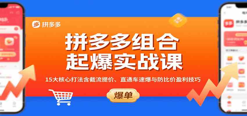 拼多多组合起爆实战课：15大核心打法含截流提价、直通车速爆与防比价盈利技巧-千城资源网