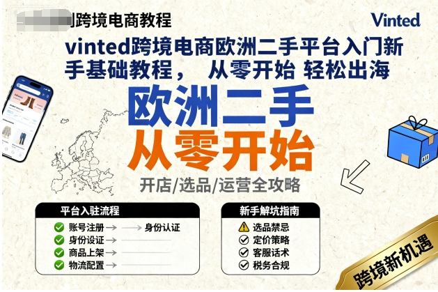 vinted跨境电商欧洲二手平台入门新手基础教程，从零开始轻松出海-千城资源网