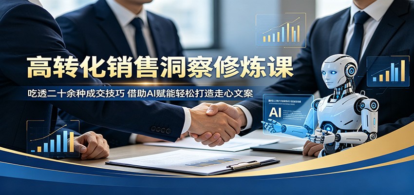 高转化销售洞察修炼课：吃透二十余种成交技巧，借助AI赋能轻松打造走心文案-千城资源网