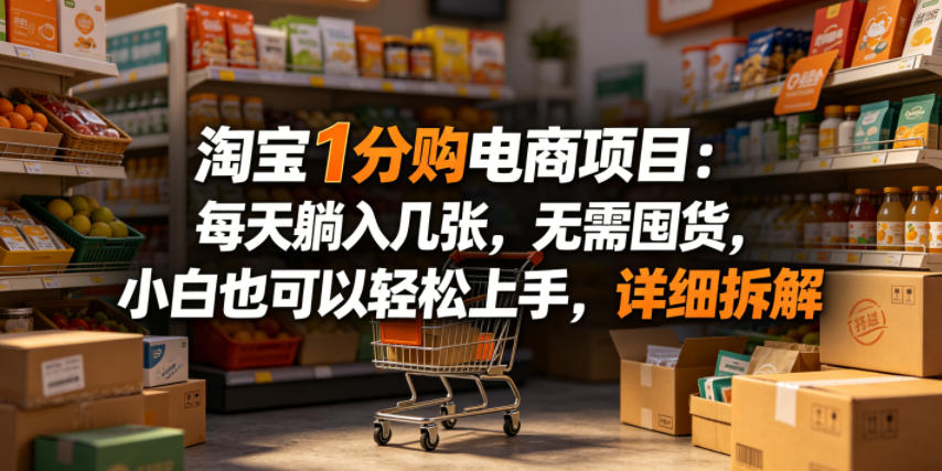 淘宝1分购电商项目：每天躺入几张，无需囤货，小白也可以轻松上手，详细拆解-千城资源网