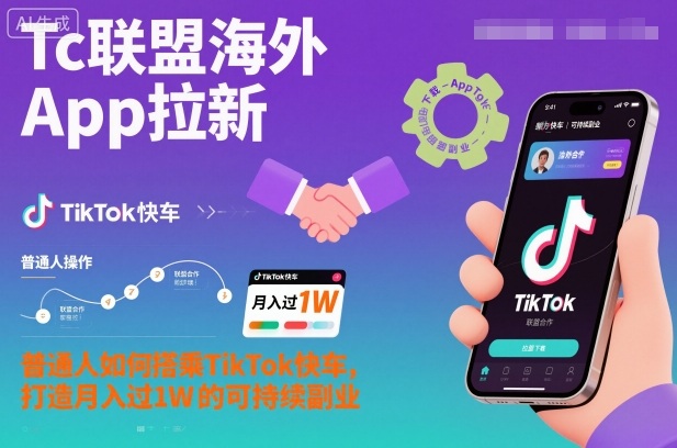 Tc联盟海外App拉新：普通人如何搭乘TikTok快车，打造月入过1W的可持续副业-千城资源网