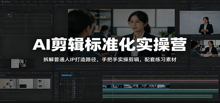 AI剪辑标准化实操营：拆解普通人IP打造路径，手把手实操剪辑，配套练习素材-千城资源网