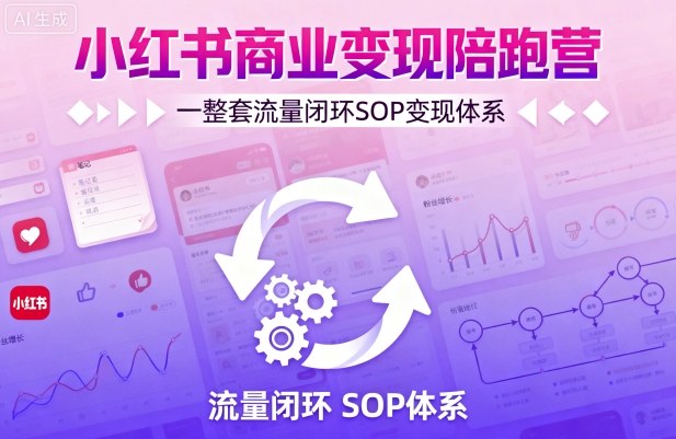 小红书商业变现陪跑营，轻IP矩阵 私域获客 聚光投流，一整套流量闭环SOP变现体系-千城资源网