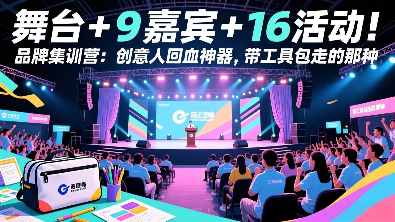 （17413期）舞台 + 9 嘉宾 + 16 活动！品牌集训营：创意人回血神器，带工具包走的那种-千城资源网