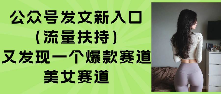 （15781期）公众号发文新入口（流量扶持），又发现一个爆款赛道：美女赛道-千城资源网