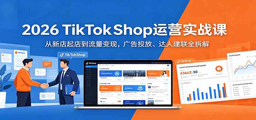 2026 TikTokShop运营实战课：从新店起店到流量变现，广告投放、达人建联全拆解-千城资源网