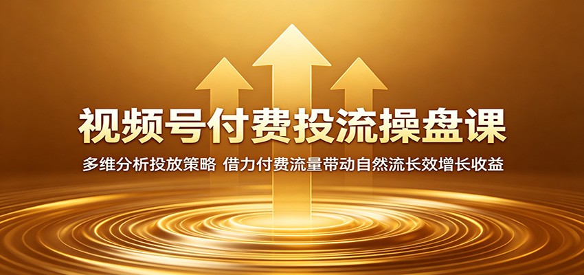 视频号付费投流操盘课：多维分析投放策略，借力付费流量带动自然流长效增长收益-千城资源网