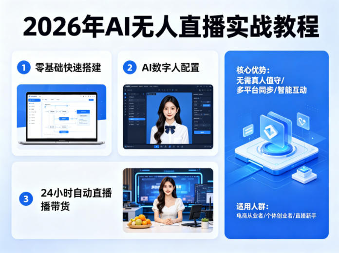 2026年AI无人直播实战教程，零基础也能快速搭建AI数字人无人直播间，实现24小时自动直播带货-千城资源网