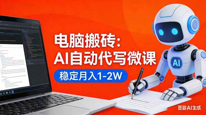 （17582期）电脑搬砖：AI自动代写微课，稳定月入1-2W，提供接单渠道，0门槛小白可做！-千城资源网