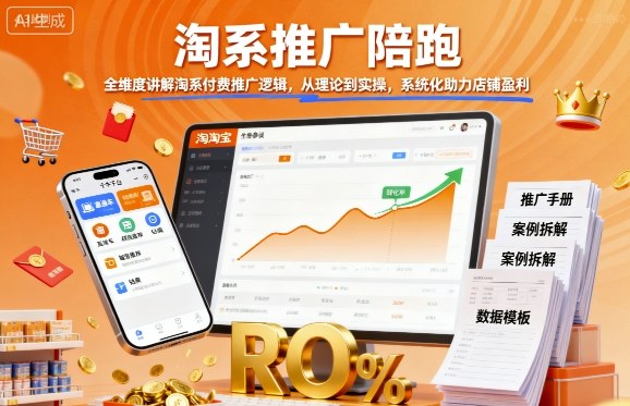 淘系推广陪跑，全维度讲解淘系付费推广逻辑，从理论到实操，系统化助力店铺盈利-千城资源网