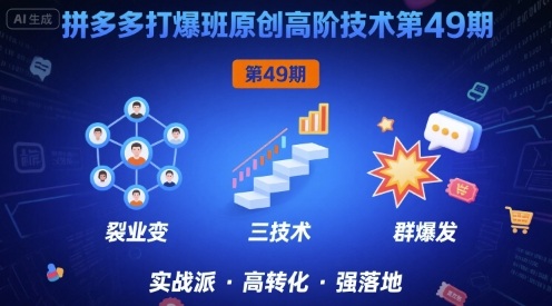 拼多多打爆班原创高阶技术第49期，拼多多裂变+阶梯+群爆-千城资源网