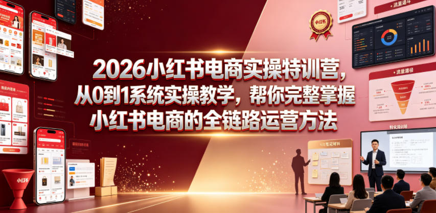 2026小红书电商实操特训营，从0到1系统实操教学，帮你完整掌握小红书电商的全链路运营方法-千城资源网