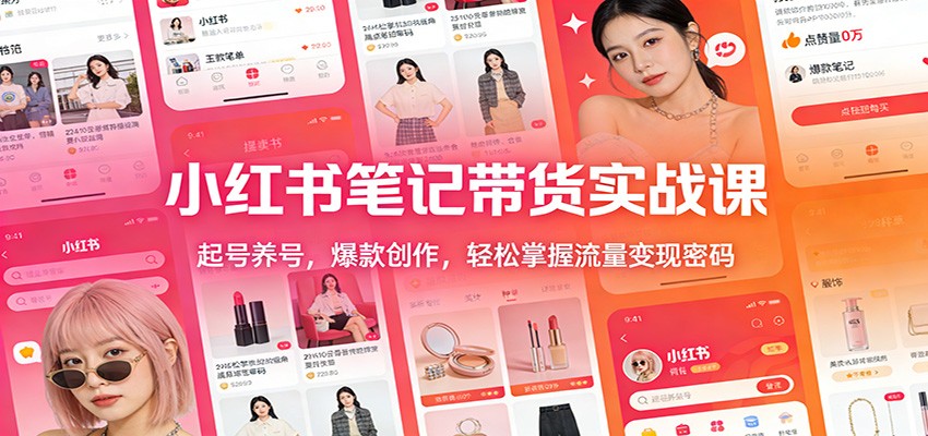 小红书笔记带货实战课：起号养号，爆款创作，轻松掌握流量变现密码-千城资源网